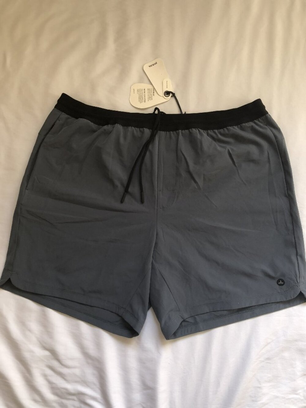 NWT prAna Intrinsic Lined Shorts Grey Blue Size XL